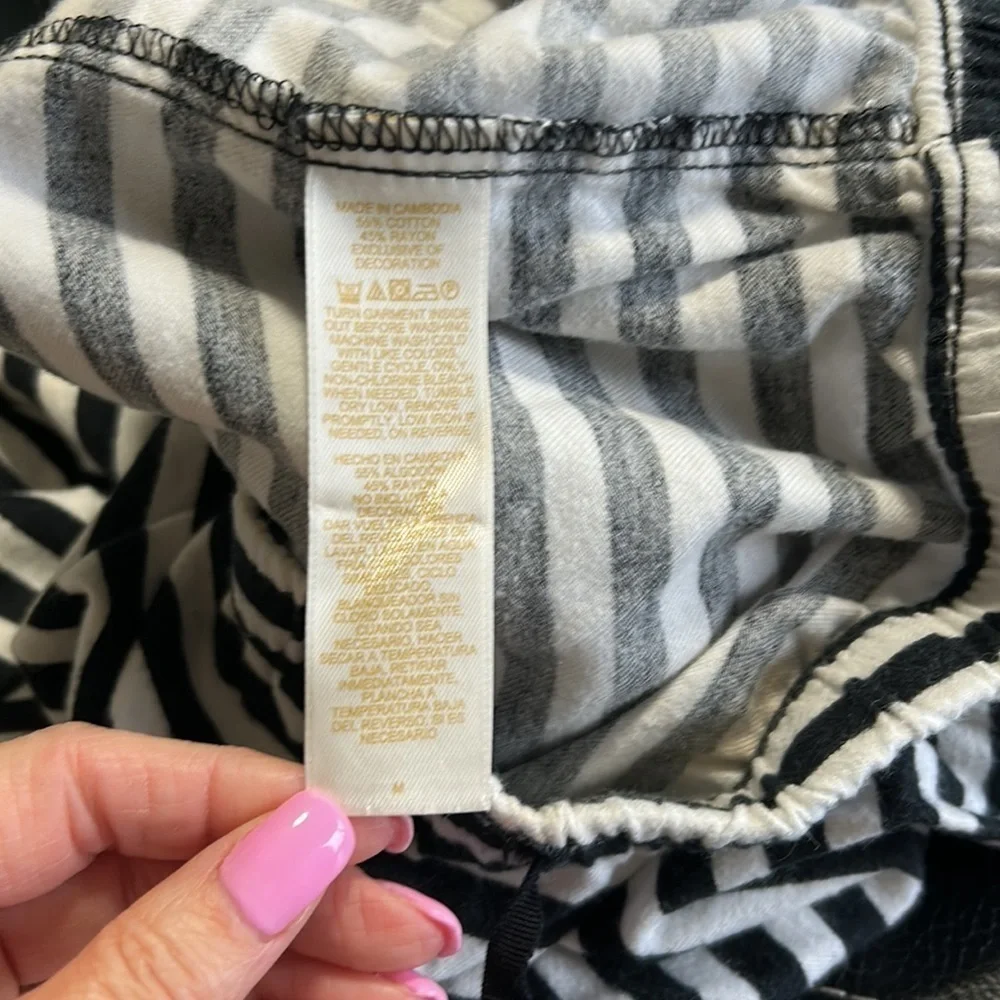 Kate Spade dream a little dream pajama set black white stripe Sz M